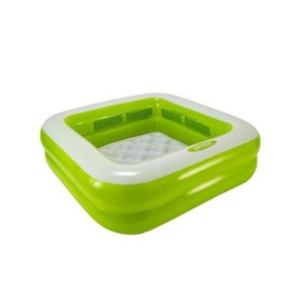 Piscina cu baza gonflabila pentru copii Intex, Vinil, Patrata, Verde, 85 cm