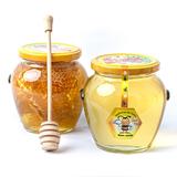 Pachet: 1Borcan cu miere salcam, 750 grame +1 Borcan faguri in miere salcam,750 grame+ 1 Bat miere spiralat, Miere naturala, Show - Bazzz!!!