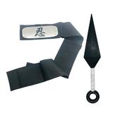 Kit bandana si Cutit din plastic, Kunai 26 cm, Naruto, Simbolul Razboiului, Negru - Shop Like A Pro