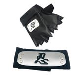 Set Bandana Simbolul Razboiului, 107 cm si manusi, Naruto, negru - Shop Like A Pro