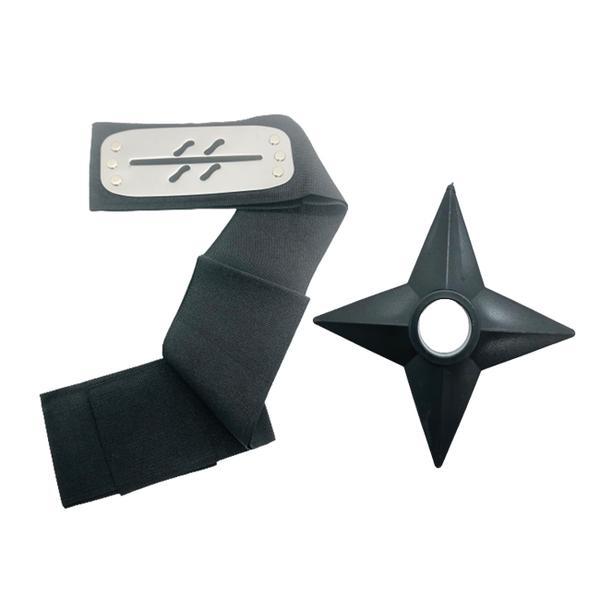 Set bantana naruto simbolul cetii, scratch, 107 cm si shuriken ninja din plastic, negru - shop like a pro