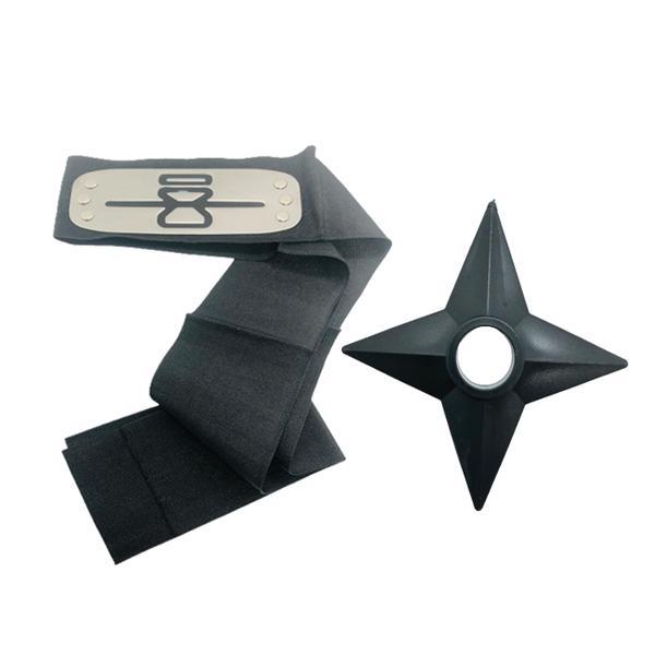 Set bantana naruto simbolul nisipului, scratch, 107 cm si shuriken ninja din plastic, negru - shop like a pro
