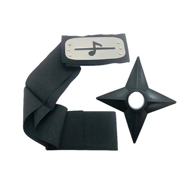 Set bantana naruto simbolul sunetului, scratch, 107 cm si shuriken ninja din plastic, negru - shop like a pro