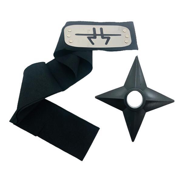 Set bantana naruto simbolul cascadei, scratch, 107 cm si shuriken ninja din plastic, negru - shop like a pro