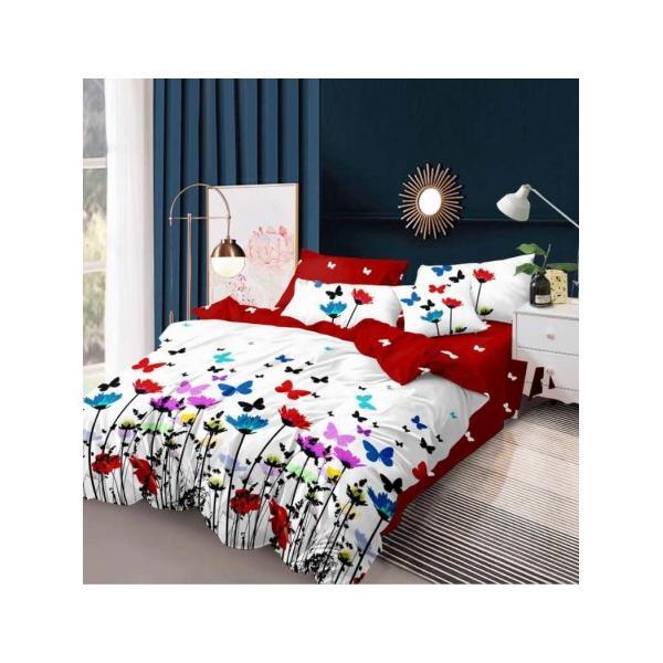 Lenjerie de pat casa new fashion, 2 persoane, 6 piese, finet, multicolor, floral - lnj012