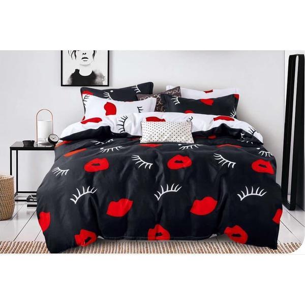 Lenjerie de pat casa new fashion, 2 persoane, 6 piese, finet, negru, gene - lnj027