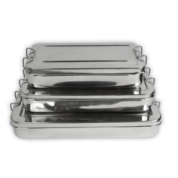 Cutie pentru instrumentar cu capac cu maner prima, inox, 30 x 15 x 4 cm, 1 buc