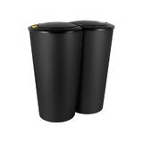 Cos gunoi dublu, Plastic, Negru, 2 x 25 L