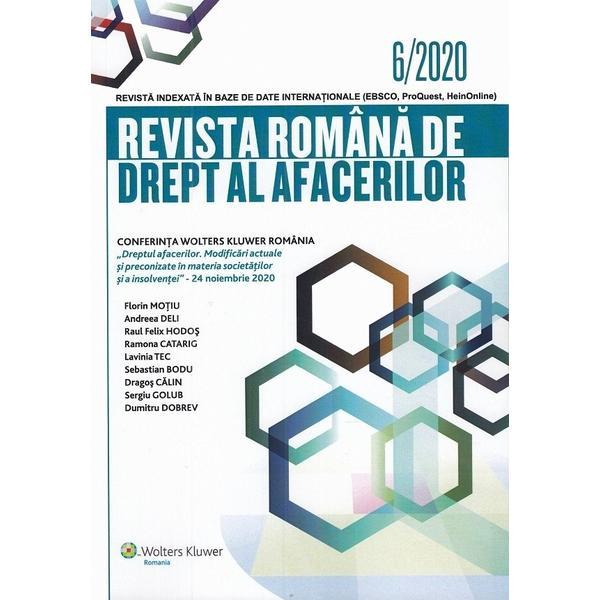 Revista romana de drept al afacerilor 6/2020, editura wolters kluwer