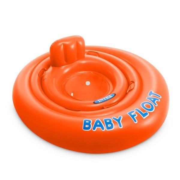 Colac gonflabila pentru inot bebelusi, intex, baby float, 56588, 76 cm, portocaliu