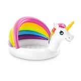 Piscina gonflabila pentru copii cu acoperis Intex, Design Unicorn, 127x102x69cm