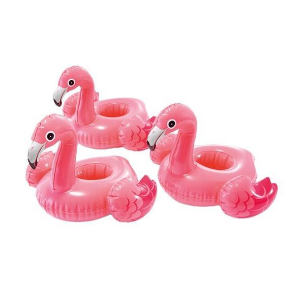 Suport gonflabil piscina, Intex, Flamingo, pentru 3 pahare, 28x25cm, Pink, 57500