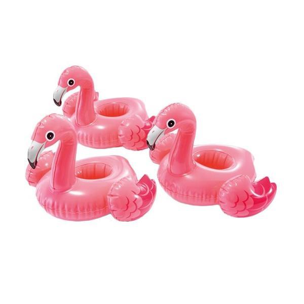 Suport gonflabil piscina, intex, flamingo, pentru 3 pahare, 28x25cm, pink, 57500
