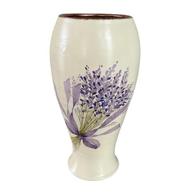 Vaza decorativa ceramica, realizata manual, lavanda, alb/mov - Martinescu
