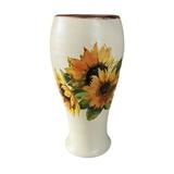 Vaza decorativa ceramica, realizata manual, floarea soarelui, alb/galben - Ceramica Martinescu