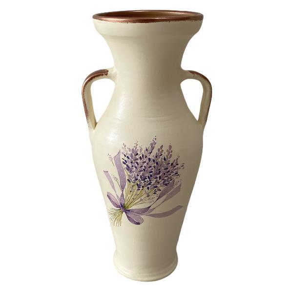Vaza decorativa ceramica, realizata manual, lavanda, alb/mov,rose - ceramica martinescu