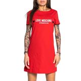 Rochie tip tricou cu imprimeu logo Love Moschino, Rosu, 40