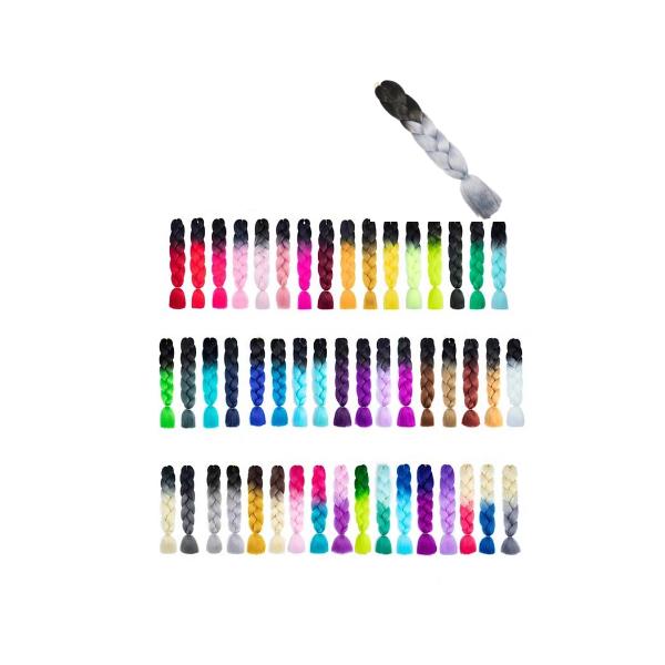 Extensii Colorate pentru Impletituri Bicolore Negru-Gri Lucy Style 2000, 1 buc
