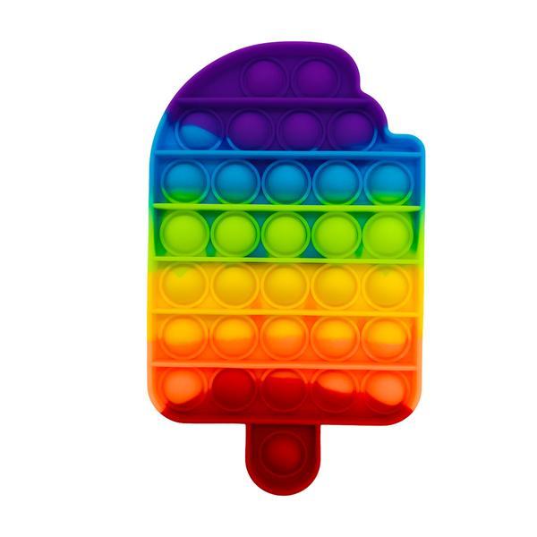 Jucarie senzoriala din silicon push pop bubble, pop it, 18x11 cm, inghetata, multicolor
