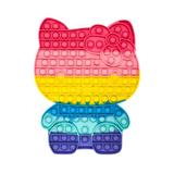Jucarie antistres din silicon, Pop it Now & Flip it, 25x30 cm, Hello Kitty, sclipici, multicolor