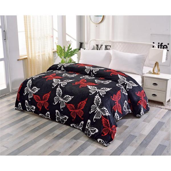 Pătură pufoasă de tip cocolino casa new fashion, multicolor, fluturi, 200x230