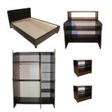 Dormitor Soft Wenge cu pat tapitat Wenge pentru saltea 140x200 cm - Spectral Mobila