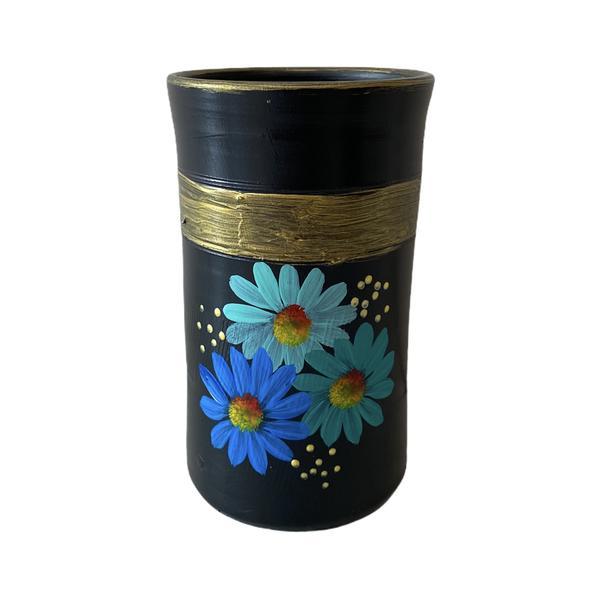 Vaza decorativa,ceramica,realizata manual, negru, albastru - Ceramica Martinescu