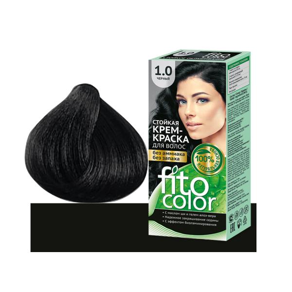 Vopsea de par permanenta fara amoniac si miros fitocolor 1.0 negru, 115 ml