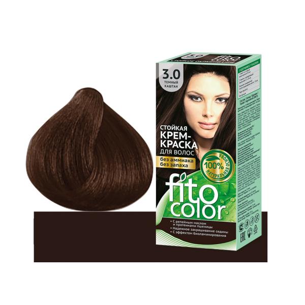 Vopsea de par permanenta fara amoniac si miros fitocolor 3.0 castaniu inchis, 115 ml