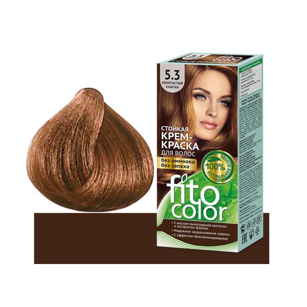 Vopsea de par permanenta fara amoniac si miros fitocolor 5.3 castaniu auriu, 115 ml