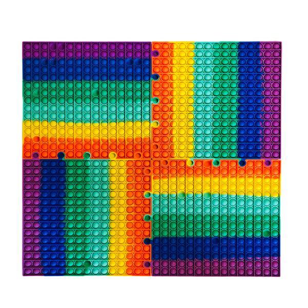 Jucarie antistres din silicon, Pop it Now & Flip it, 57.5 cm, Patrat mare puzzle, 880 bule, multicolor - Shop Like A Pro