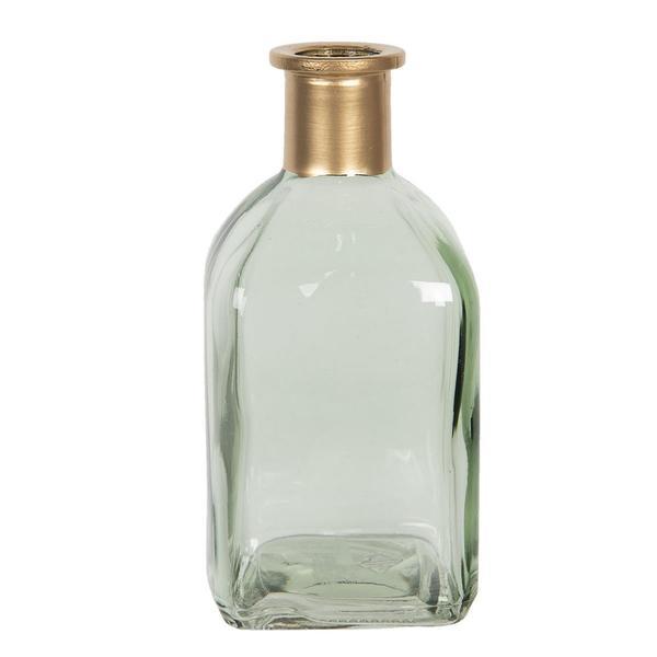 Vaza pentru flori din sticla verde aurie 6 cm x 6 cm x 13 h - decorer