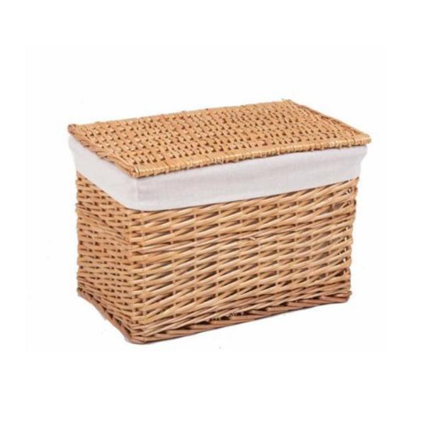 Cos depozitare din lemn de salcie si textil natur laren 42 cm x 27 cm x 29 h - decorer