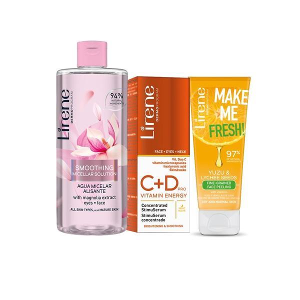 Set Lirene Ingrijirea Tenului 40+ (Scrub facial – 75ml, Apa Micelara – 400ml, Ser C+D 30ml) 30ml imagine noua