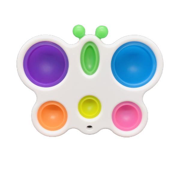 Jucarie senzoriala Dimple fidget toy, Fluture, 6 Bule, Alb