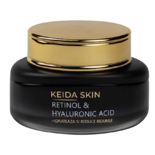 Crema hidratanta pentru fata, antirid, KEIDA SKIN cu Retinol si Acid Hialuronic pentru toate tipurile de ten 55ml