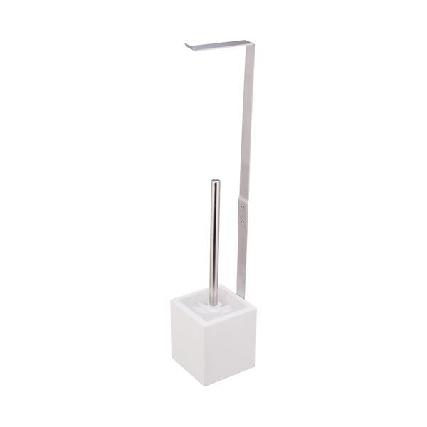 Suport pentru perie wc si hartie igienica, alb lucios, 60 cm