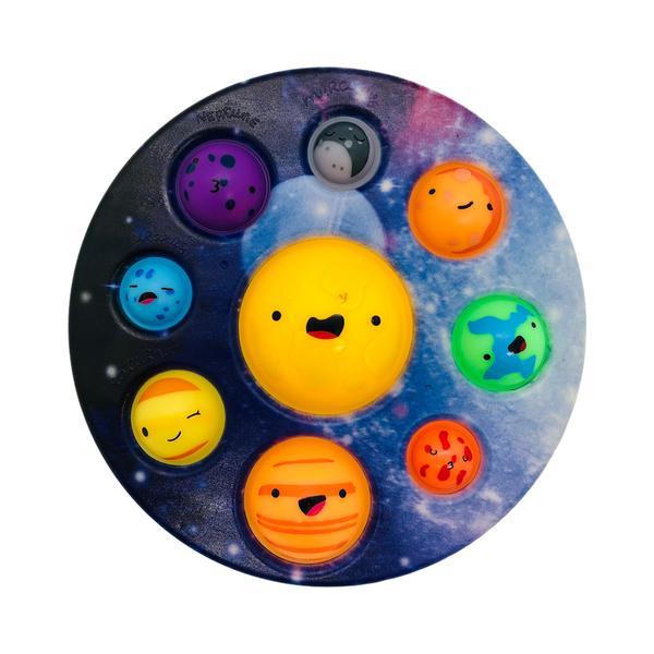 Jucarie senzoriala Dimple fidget toy, Sistemul Solar, Albastru, 18x18 cm