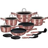 Set oale, cratite si tigai marmorate, 15 piese, din aluminiu forjat, Metallic iRose Edition, Berlinger Haus, BH 6045