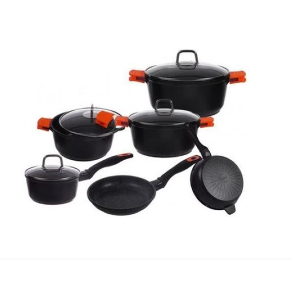 Set oale, cratite si tigai marmorate, 10 piese, din aluminiu forjat, granit diamond line, berlinger haus, bh 1111