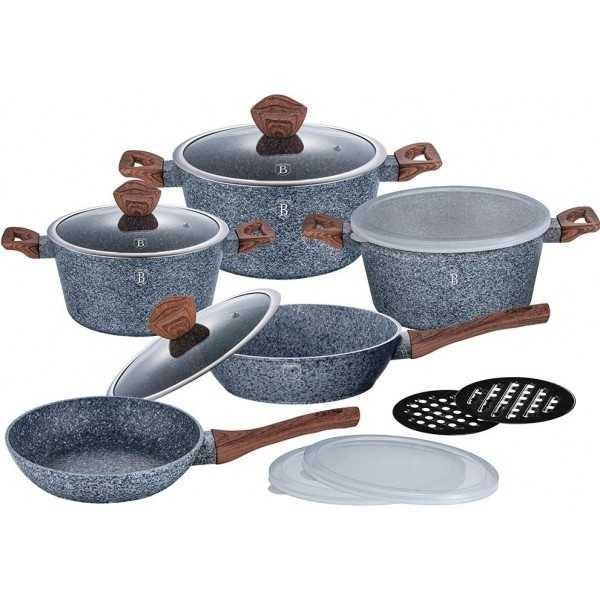 Set oale, cratite si tigai marmorate, 13 piese, din aluminiu forjat, Forest Line, Berlinger Haus, BH 6197