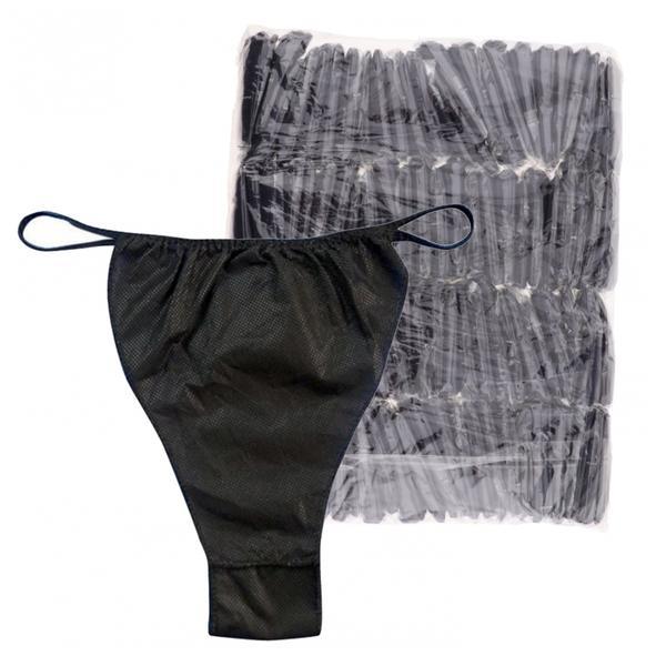 Chiloti negri pentru femei model tanga din tnt, roial, 100 buc