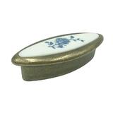 Buton pentru mobila cu insertie rasina floare albastra, finisaj bronz oxidat, 32 mm - Malle