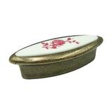 Buton pentru mobila cu insertie rasina floare rosie, finisaj bronz oxidat, 32 mm - Malle