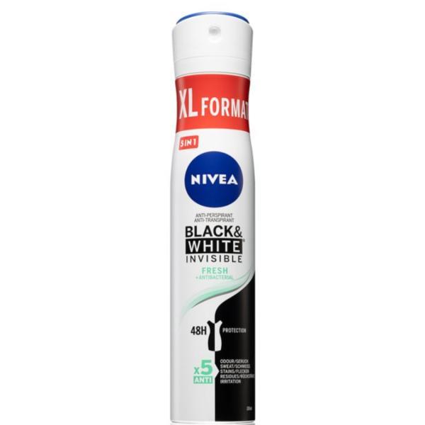 Spray antiperspirant Nivea Black & White Invisible Fresh + Antibacterial, 200 ml Nivea esteto.ro