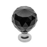 Buton pentru mobila cristal CRPA, finisaj crom lucios+cristal negru, D:30 mm - Maxdeco