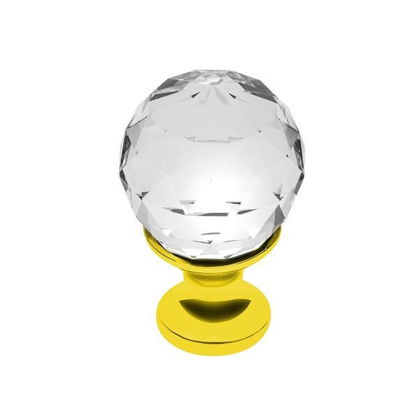 Buton pentru mobila cristal crpa, finisaj auriu+cristal transparent, d:20 mm - maxdeco
