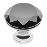 Buton pentru mobila cristal CRPB, finisaj crom lucios+cristal negru, D:40 mm - Maxdeco