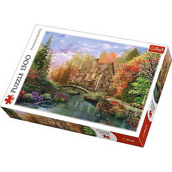 Puzzle 1500. casuta de langa lac