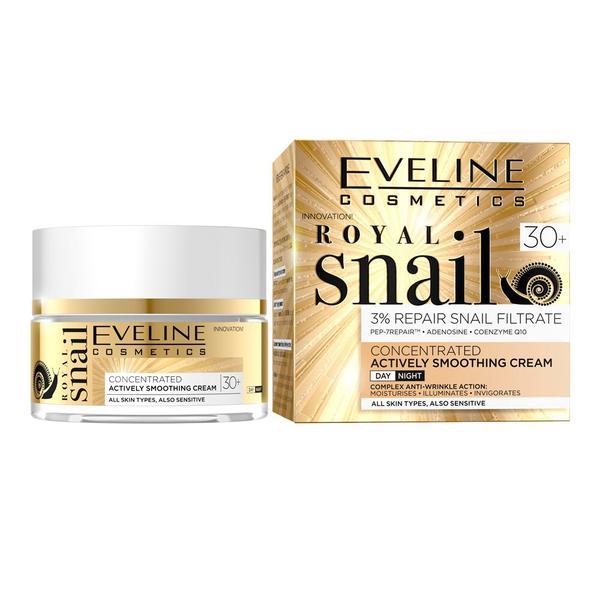 Crema de fata, Eveline Cosmetics, Royal snail Concentrated Actively Smoothing Cream 30+, 50 ml